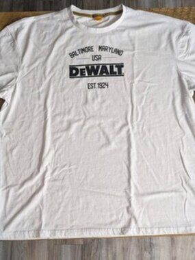 DeWALT Graphic T-Shirt Mens 2XL White Baltimore Maryland Est 1924 Workwear Tee
